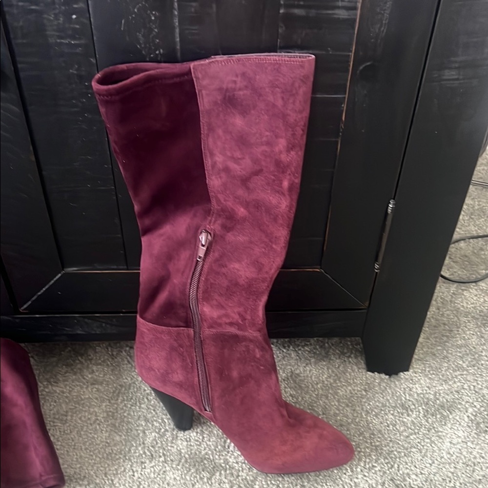 Vince Camuto Burgundy Knee-High Boots - Picture 2 of 16